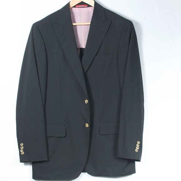 🇮🇹 Pal Zileri 50R Men's Blazer Black  Wool Unstructured Peak Lapel - Picture 1 of 7